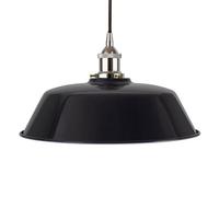 Navy Blue Chancery Painted Dome Pendant Light With Nickel Lamp Holder And Black Round Cable - Se Home