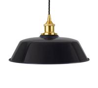 Navy Blue Chancery Painted Dome Pendant Light With Polished Brass Lamp Holder And Black Twisted Cable - Se Home