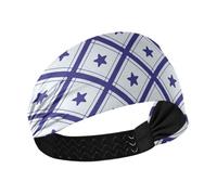 Navy Blue Checker Stars Plaid Non-Slip? comfortable headbands for women Stretchy head for washing face basketball hiking Yoga accesorios para el cabello de mujeres
