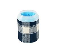 Navy Blue Checkered Plaid Portable Dog Paw Washer Soft Silicone Brush Pets Bathing Brush for Small Medium Dogs & Cat Breeds limpiador de patas para perro