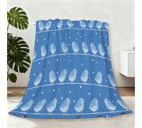 Navy Blue Children's Blanket Flannel, Minimalist Architecture Cute Little Birds Printed Throws, Soft Warm Lightweight Blankets for Girls Gifts Sofa Bedroom Nap Bed Gift Birthday Party 130 x 150 cm