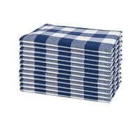 Navy Blue Cloth Napkins - Reusable Navy Blue and White Cotton Napkins - 100% Cotton, 12 Pack - 20"x20", Washable, Plaid Gingham Pattern, Perfect for BBQ, Parties and Small Get-Togethers (Blue)