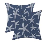 Navy Blue Coastal Pillow Covers 18x18 Pack of 2 Ocean Themed Starfish Throw Pillow Cover Outdoor Decoration,Summer Beachy Nautical Decor Pillowcase Decorative Cushion Case for Home Sofa Couch