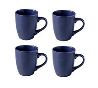 Navy Blue Coffee Mugs Set of 4, 350ml Stoneware Tea Cups, Matt Finish, Matching Colour Interior, Dishwasher Safe, Neutral Kitchen Colours, for Coffee, Tea, Family Breakfasts & Entertaining