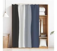 Navy Blue Color Gradient Dust-Proof Curtain for Kitchen & Bathroom Cabinets 100x200cm Easy Hook & Loop Installation Stylish Shelf Cover Home Decor Essential