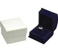 Navy Blue Color Luxury Velvet Ring Gift Box for Proposal, Wedding, Engagement, Birthday, Valentine' Day, Mother's Day, Christmas...Comes with an Extra Individual White Packer Box Size