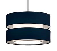 Navy Blue Cotton Fabric Double Layer Retro Easy Fit Round Drum Pendant Shade | 30cm Diameter (12") | None Electric Shade | Pendants & Table Lamps | Fits All Lampholder Types E14 E27 B15 B22