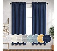 Navy Blue Curtains, 2-piece, 72-Inch Long, Rod Pocket, Linen, Light-filtering, Semi-privacy, Dark Blue, Transparent, for Boys' Room, Living Room Decor, 52x72 Inch