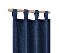 Navy Blue Curtains 84 Inch Length for Living Room 2 Panels Tab Top Window Drapes Light Filtering Semi Sheer Indigo Dark Blue Linen Curtain for Bedroom Boys Men Nautical Farmhouse Boho Decor 52x84 Long