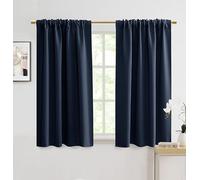 Navy Blue Curtains for Kitchen/Bathroom Window Waterproof Pocket Cold Blocking Soundproof Noise Cancelling Sound Proof Privacy Bunk Bed Curtains for Bottom Boys Bedroom Kids Room,4FT/ 48 Inch Length