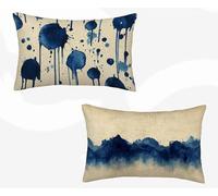 Navy Blue Cushion Covers 30x60cm Set of 2, Dream Rectangle Cushion Covers Waterproof Linen Sofa Cushions with Invisible Zipper Bedroom Accessories Decorative Pillows for Room Decor, Gifts -zjn2602FK
