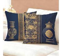 Navy Blue Cushion Covers 35cm x 35cm 2 Pack, Vase Cushion Covers Velvet, Double Sided Throw Pillow Cases, Funky & Durable & Machine Washable for Living Room Refresh, Ideal Home Decor Gifts K6-372