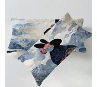 Navy Blue Cushion Covers 40x80cm Sofa Pillows Animal Large Cushion Cover Velvet Cushions Covers Pack of 2 Soft and Comfortable With Invisible Zipper for Living Room, Bedroom, Sofa Home Decor C0C1086