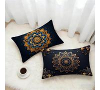 Navy Blue Cushion Covers 60x80 Set of 2, Bohemia Rectangle Pillow Cases with Hidden Zipper, Soft Velvet Pillow Case 60x80cm, Double Sided Printing, Pillowcases for Bed Sofa Outdoor Home Decor 3-8986