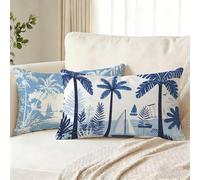 Navy Blue Cushion Covers 70 x 90 Set of 2 Velvet Sofa Pillow Cases, Tree Rectangle Cushion Covers Double Sided Printing, Outdoor Decorative Pillows with Invisible Zipper for Sofa Garden Decor J0-184