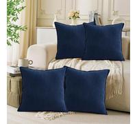 Navy blue cushions 50 x 50cm set of 4 corduroy Cushion Square Striped plush Throw Pillow Case Set Cushion Covers for Living Room Sofa Bed Bedroom Home Decor Garden dark blue Cushion Couch pillowcase