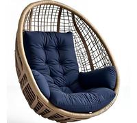 Navy Blue Egg Chair Cush for Indoor/Outdoor Hanging Basket - Replacement Hammock Swing Pad with Armrest for Ultimate Comfort