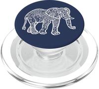 Navy Blue - Elephant Mandala Floral Flower Design PopSockets PopGrip for MagSafe