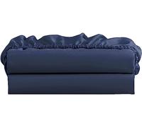 Navy Blue Emperor Fitted Sheets - 2 Pack Emperor Size Bed (35cm) Deep Pocket with Elasticated Corners Fitted Sheet 400 Thread Count - Stretchable & Breathable Cotton for Better Comfort.