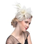 Navy Blue Fascinators,Gold Hats Fascinators Race Royal Ascot Pillbox Wedding Cocktail Tea Party Derby Hat Sinamay Headband Fascinator Hat Cream Brown Fascinators for Girls (0321A-Khaki, One Size)
