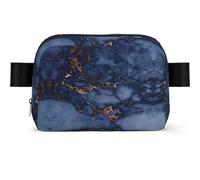 Navy Blue & Faux Copper Marble Pattern, Travel Bum Bag Square Waist Bag Casual Chest Bag Fanny Pack for Men Women