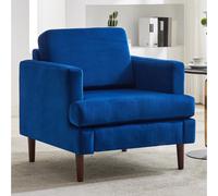 Navy Blue Fleece Fabric Single Sofa Armchair