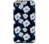 Navy Blue Floral Elegant White Hibiscus Flower Botanical Case for iPhone 7 Plus/8 Plus