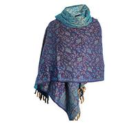 NAVY BLUE FLORAL HANDMADE LUXURIOUS SCARF SHAWL WRAP DECORATION BLANKET OVERSIZED REVERS ABLE WINTER SCARF PURE YAK WOOL SCARF SHAWL