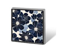 Navy Blue Flowers Retro Color Owl Lapel Pin for Men Women Square Fashion Brooch Pin - Cute Enamel Badges, Aluminum Alloy Metal Pinback for Hats, Shirts, Bags, Jackets & Accessories