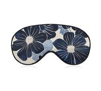 Navy Blue Flowers Sleep Mask for Women Men Side Sleeper Eye Cover with Adjustable Strap Soft Breathable Blackout Mask Slip-Free Deep Sleeping Travel Essentials