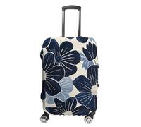 Navy Blue Flowers Suitcase Covers Luggage Protector - Travel Elastic Baggage Case Protective, Washable Anti-scratch Large Suit Case Cover for Suitcases Fits 19-32 Inch Luggages, white, M, Flower and