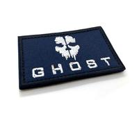Navy Blue Ghost Skull Tactical Fabric Embroidered Morale Patch Badge 8cm x 5cm Hook & Loop Airsoft COD Tactical Cosplay UK
