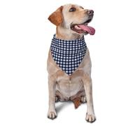 Navy Blue Gingham Print Pet Bandana Triangle Puppy Scarf Adjustable Pet Bandanas For Pets Outdoor Cat
