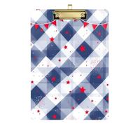 Navy Blue Gingham Star Bunting Clipboard Clipboard Folder Standard Hole Police Office Nurse Football Coach Size 9x12