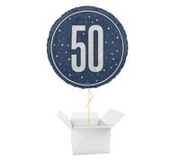 Navy Blue Glitz Holographic Round Foil Helium Balloon - Inflated Balloon in a Box… (Foil, Age 80)