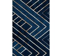 Navy Blue Gold Art Deco Geometric Design Living Room Bedroom Area Rug Kukoon Navy 190cm x 280cm