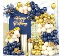 Navy Blue Gold Balloon Arch Kit,149Pcs Navy Blue Sand White Metallic Gold Balloon Garland Kit for Boys Men Birthday Decoration Wedding Anniversary Graduation Baby Shower
