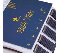Navy Blue Gold Foil Lettering Bible Tabs, Bible Index Tabs with Gilded Cover,75 Tabs Bible Study Supplies,Tabs with Chapter Titles and Summaries,Waterproof Laminated Tabs (Navy Blue)