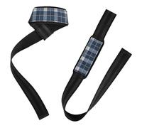 Navy Blue Gold Foil Luxe Gingham Lifting Wrist Strap 66cm Neoprene Padded Workout Gym Accessories for Weight Lifting, Gym
