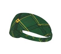 Navy Blue Gold Gradient Cubes Elastic Exercise Headband Moisture Absorbing Non Slip Headbands