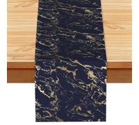 Navy Blue Gold Marble Parties, Table Runner, Imitation Linen Table Runner For Home Party Dining Room 33x183 cm