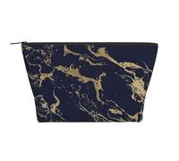 Navy Blue Gold Marble Parties, Toiletry Pouch Makeup Bag Cosmetic Bag Portable Travel Toiletry Bag