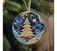 Navy Blue & Gold Mysterious Christmas Pendant - Acrylic, 8CM/3.14IN, Home & Party Supplies