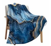 Navy Blue Gold Ombre Marble Throw Blanket Fleece Blanket for Couch, Abstract Modern Style Soft Microfiber Fuzzy Cozy Lightweight Blankets for Home Bed Sofa All Season 60 x 80 Inch