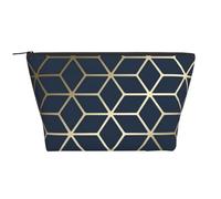 Navy Blue Gold, Toiletry Pouch Makeup Bag Cosmetic Bag Portable Travel Toiletry Bag