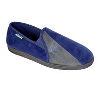 (Navy Blue/Grey, UK 12 / EU 47 / US 13) Mens Famous Dunlop WINSTON II Slippers with Super Comfort Cushioned Insock