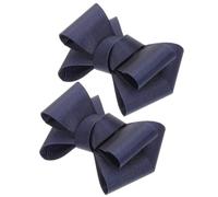 Navy Blue Grosgrain Bow Shoe Clips Fabric Removable Shoe Buckles for Women’S Wedding and Bridal Occasions