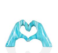 Navy blue hand heart decoration, heart hand statue, love finger sculpture wedding decoration, suitable for bookshelf coffee table office bedroom TV cabinet bookshelf small ornaments home decoration.