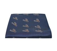 Navy Blue Herringbone Embroidered Stag Head Pocket Square, Handkerchief