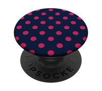 Navy Blue Hot Pink Big Polka Dot Boho Vintage Aesthetic PopSockets Adhesive PopGrip